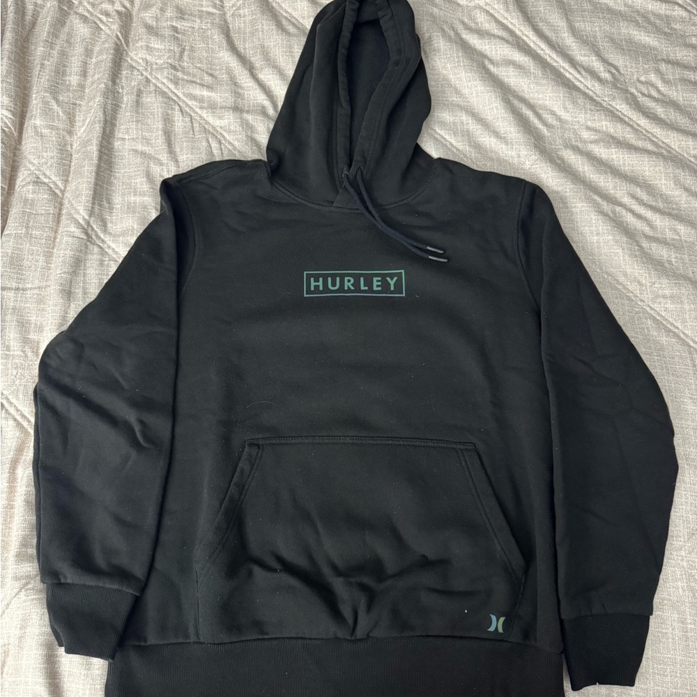 Hurley Black Hoodie with Green Accents